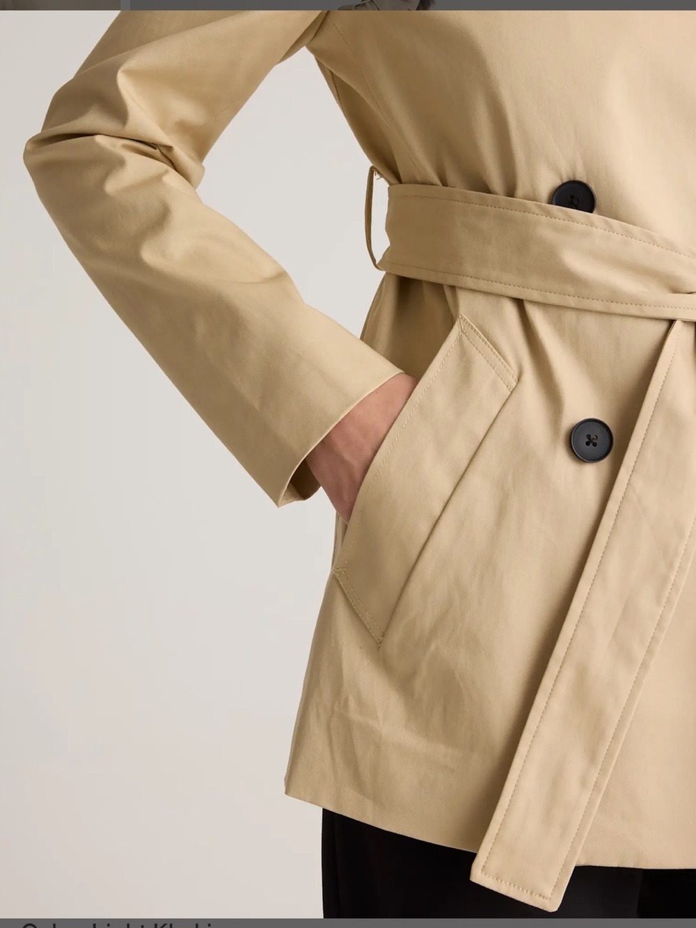 Quince NWT Comfort Stretch Short Trench Coat Light Khaki Size Small - Picture 5 of 12